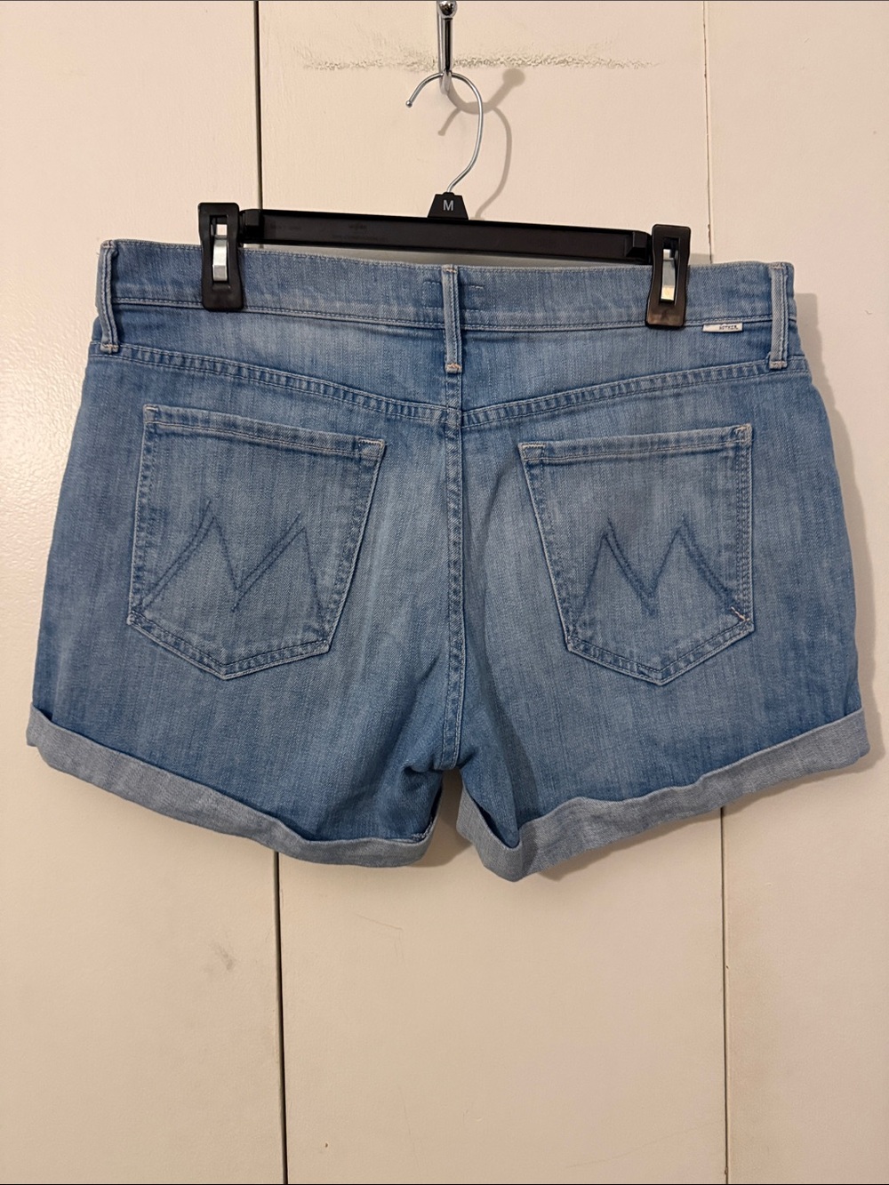 MOTHER Light Blue Denim Cuffed Shorts
